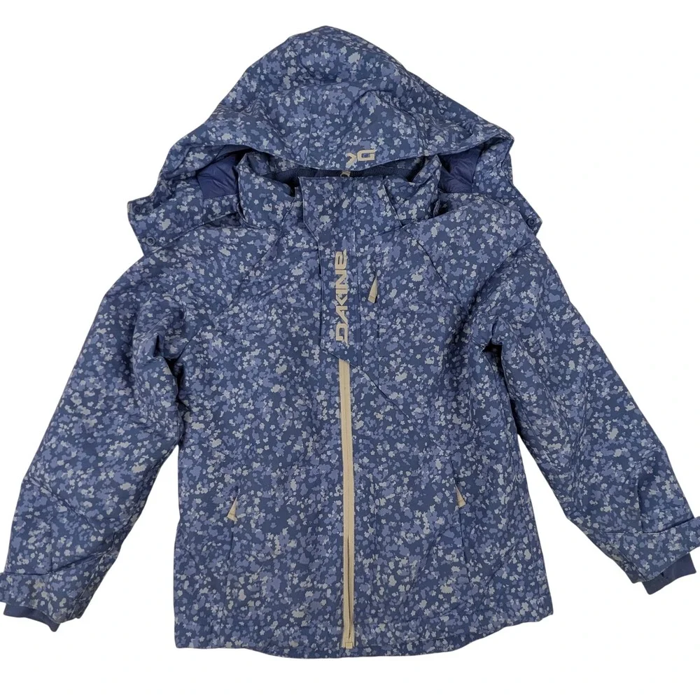 Dakine‎ Kids Blue Floral Pixel Insulated Snow Jacket Detachable Hood Size S 7/8